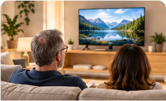 Two people watching television together